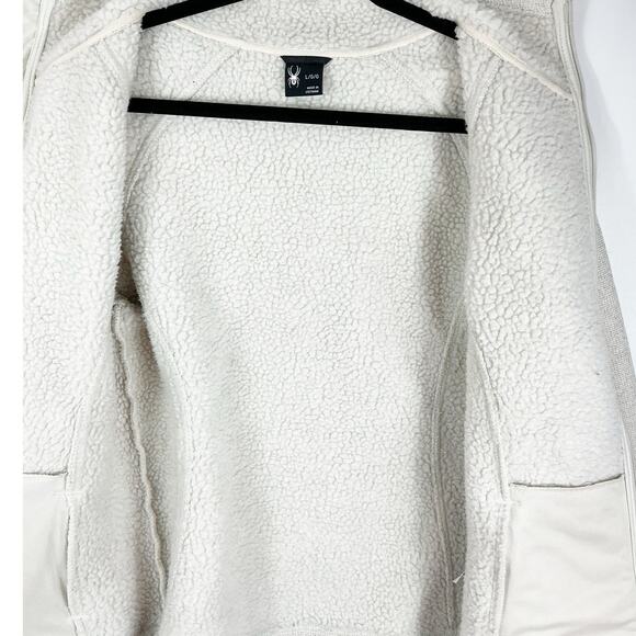 Spyder Womens Stella Full Zip Jacket Oatmeal Heather Sherpa Lined Large - Picture 6 of 7